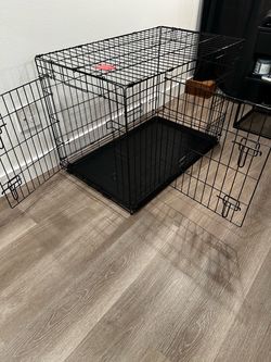 Double Door Folding Wire Dog Crate / with leak proof tray