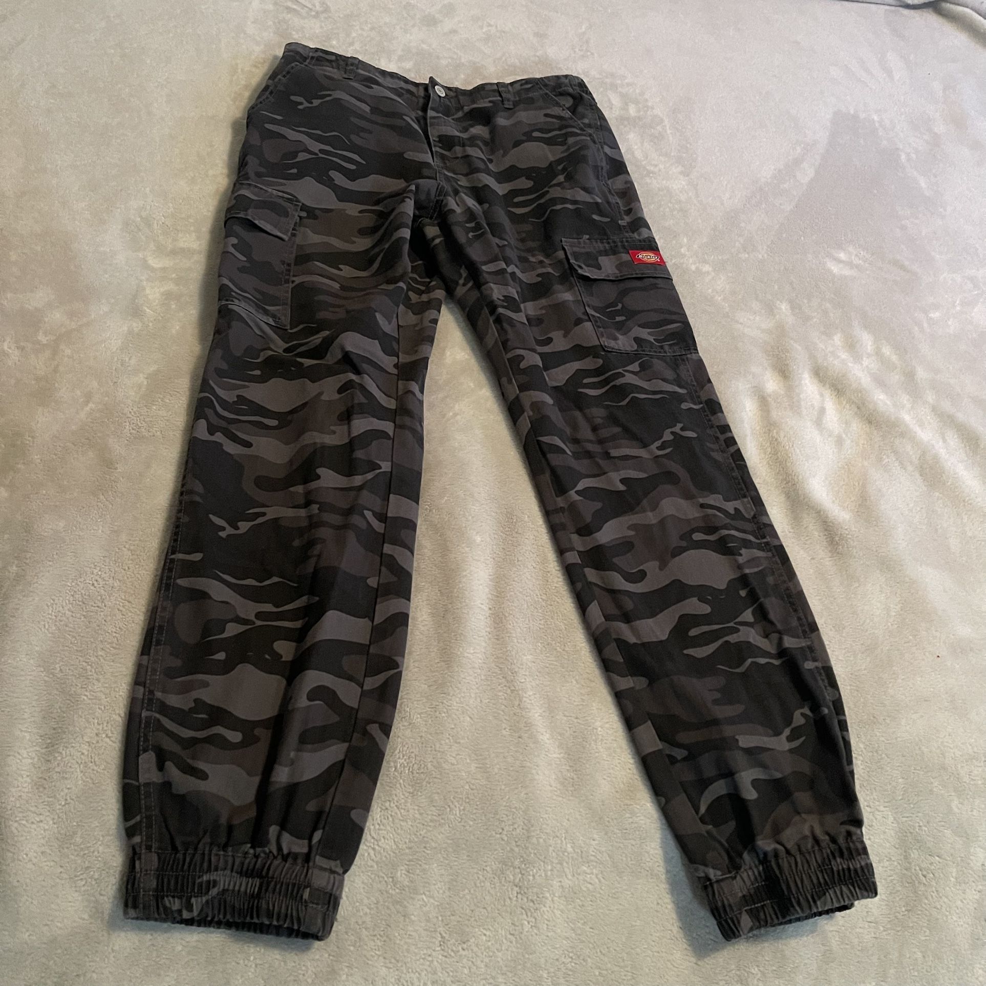 Dickies Pants Men Large Black Camouflage Cargo Trousers Combat Military Joggers