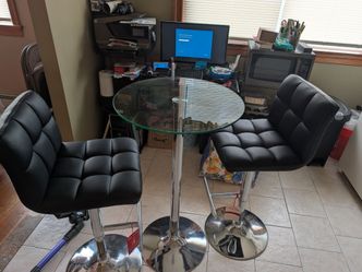 Glass Bistro table 2 chairs