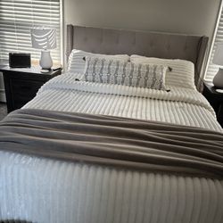 Queen Mattress, Boxspring And Headboard 