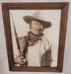 Vintage John Wayne The Duke Framed 11x14 Studio Print Rustic Wood Frame