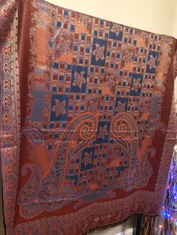 Indian Traditional Reversible Multicolor Front and Back Designer Full long length SILKY Semi-Woolen Shawl/ Stall/ Scarf