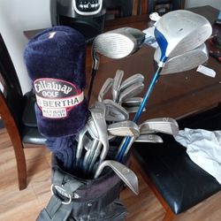 A Full Set Of Callaway Primo Clubs With A Big Bertha Driver A Three Wood A Two Wood And An Oversized Driver Three Putters 