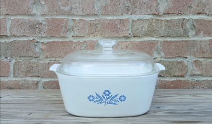 Vintage Corning Corelle Cornflower Blue 4 Qt. Square Casserole Dish/Lid