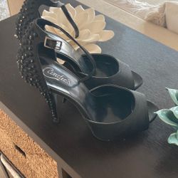 Candies Black Sequins High Heels New