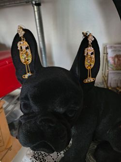 Martini pearl& glass dangly Earrings