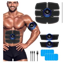 Abs Muscle -Portable Toner - Trainer Workout Equipment for Men Woman Abdomen Home Office Exercise, 10pcs Free Gel Pads