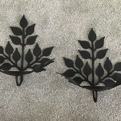 Pottery Barn Black Wrought Iron Wall-Mount Candleholders / Candle Holders - Like New!