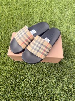 Burberry plaid slides