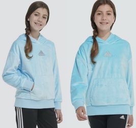 NWT $45 Adidas Blis Blue Pullover Hoodie w/ Front Pocket Girls M (10/12)