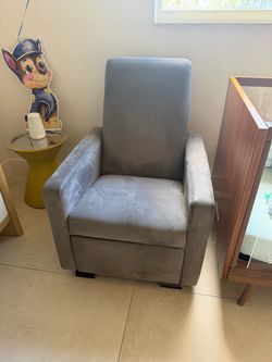 Restoration Hardware Gray Upholstered Recliner Armchair