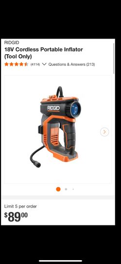 RIDGID 18V Cordless Portable Inflator (Tool Only)