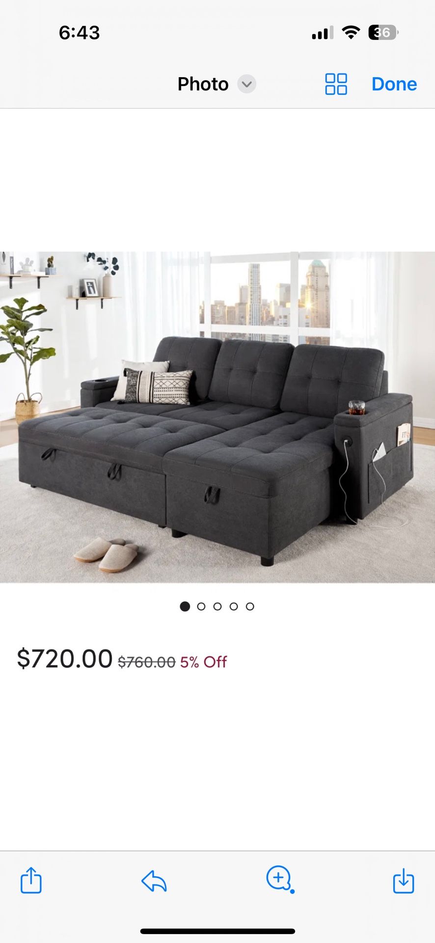 Sleeper Sofa w/ Storage