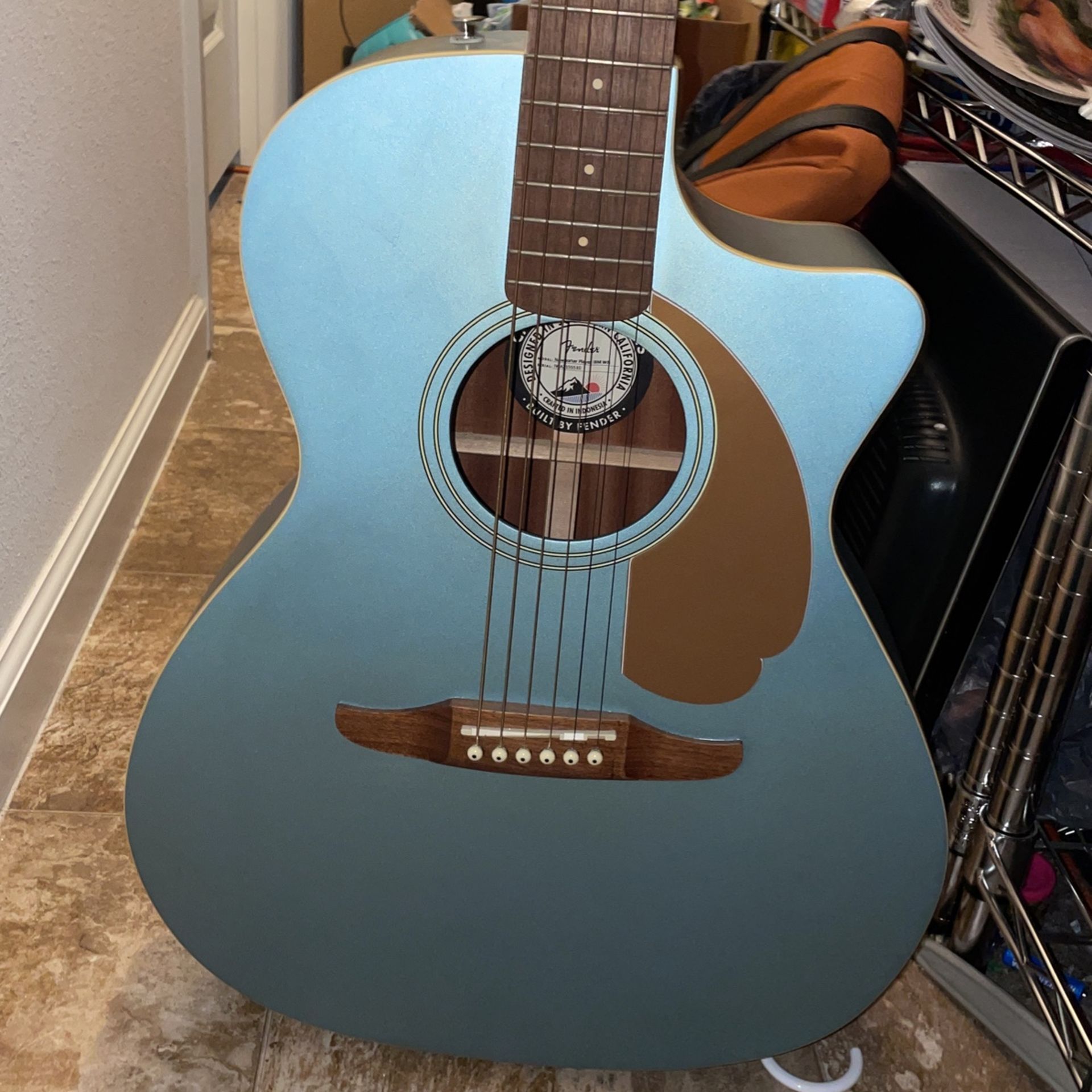 Fender California Newporter Player Acoustic-Electric Guitar Ocean Teal Satin