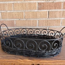 Wire With Wicker Bottom Basket