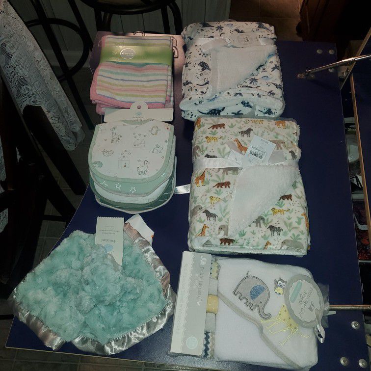 baby Infant Carter blankets, bibs, towel, wash cloths
