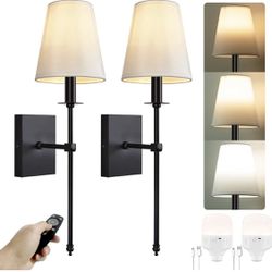 Wireless Battery Operated Wall Sconces Set of 2 Two,