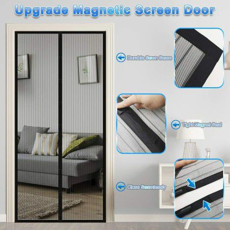 Mosquito Door Net Hands Free Magnetic Screen Door Anti Fly Bug, Insect Mesh Screen Fits Doors Up to 39 x 83 Inch

