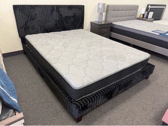 Queen bed frame with mattress