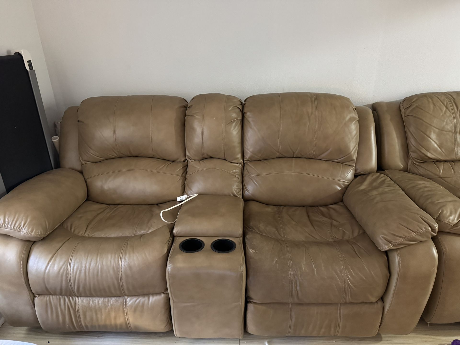 2 Tan Reclining Couch / Sofa
