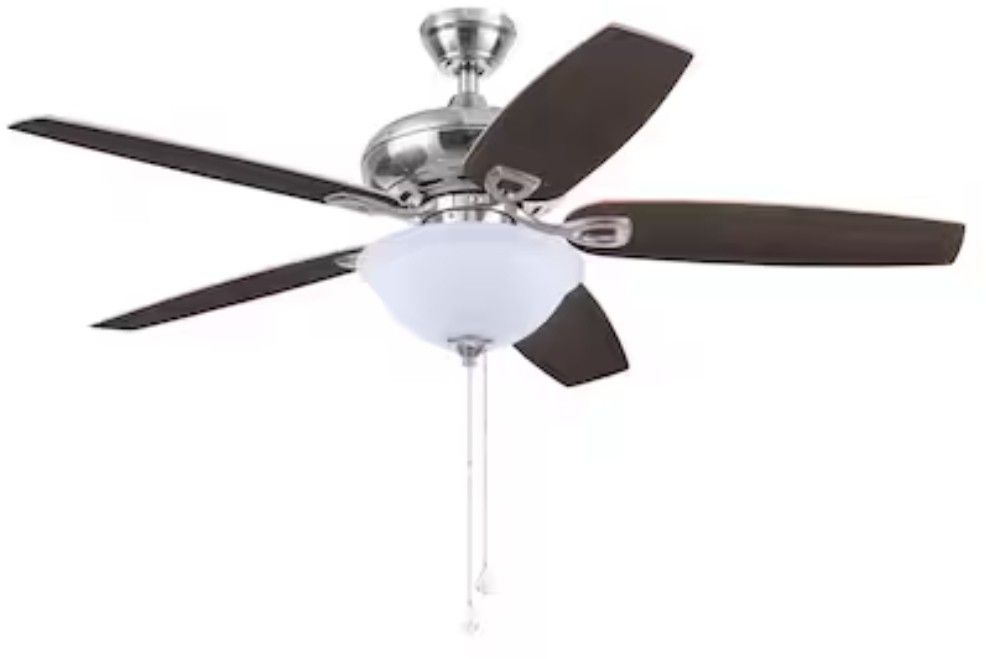 Lot Of 2 Harbor Breeze Coastal Creek 52-in Brushed Nickel with Toffee/Cocoa Blades LED Indoor Ceiling Fan with Light (5-Blade)