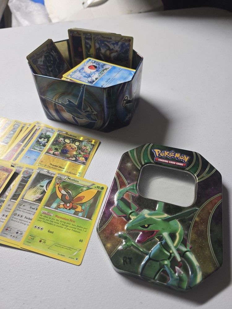 🔥 Pokémon Card Lot w/ Rayquaza Tin – Rare & Holo Cards Included! 🔥