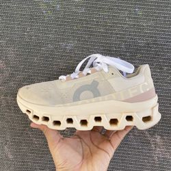 On Running Women's Cloudmonster Sneakers in Moon Fawn, 