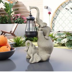$10-Zotabe Solar Garden Statue 10 Inch Elephant Decor for Garden