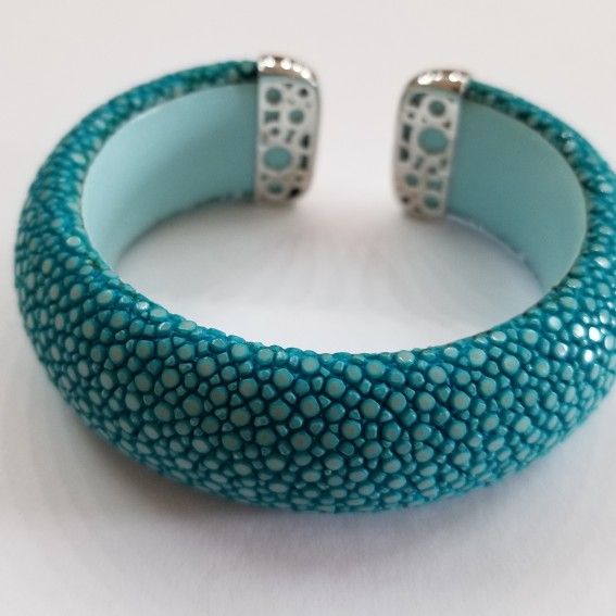 Blue Dyed Stingray Skin Bracelet