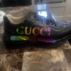 Gucci Leather Floral Print Sneakers Men Size: 9