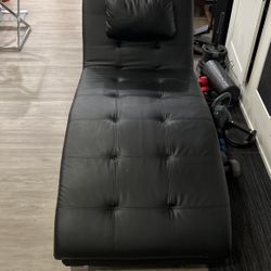 Black leather Chaise