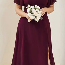 Burgundy Bridesmaid Or Formal Dress