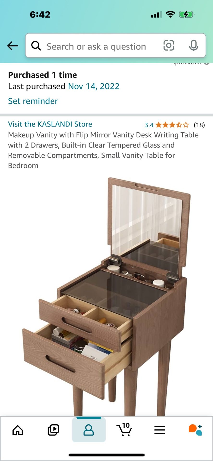 Stool sold separately on Amazon. Makeup Table-Makeup Vanity with Flip Mirror Vanity Desk Writing Table with 2 Drawers, Built-in Clear Tempered Glass.