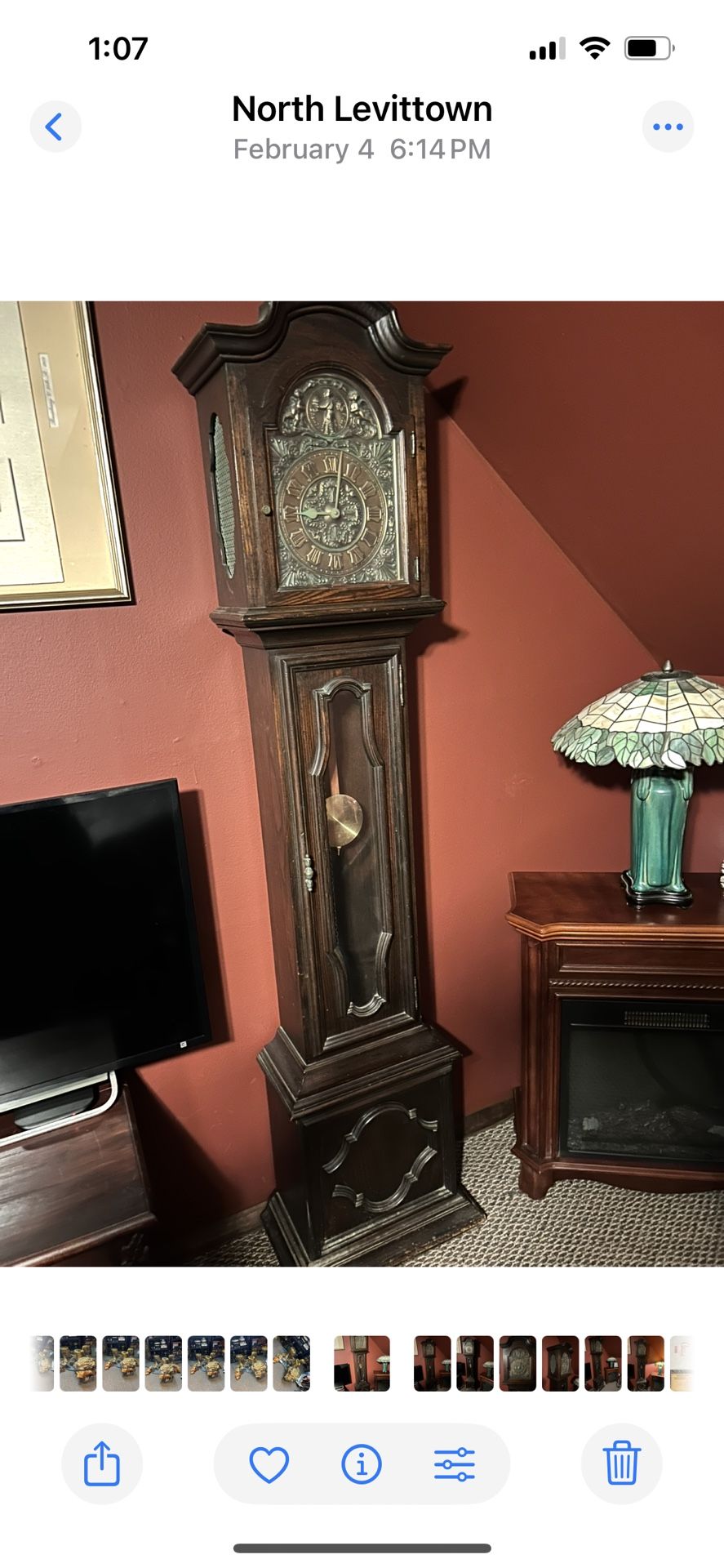 Colonial Antique Grandfather Clock Works And Beautiful