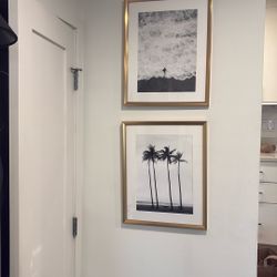 Set Of 2 Beach Pictures With Gold Frame