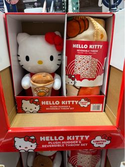NEW IN BOX  | Hello Kitty Pumpkin Spice plush hugger reversible Throw Blanket set 50x60