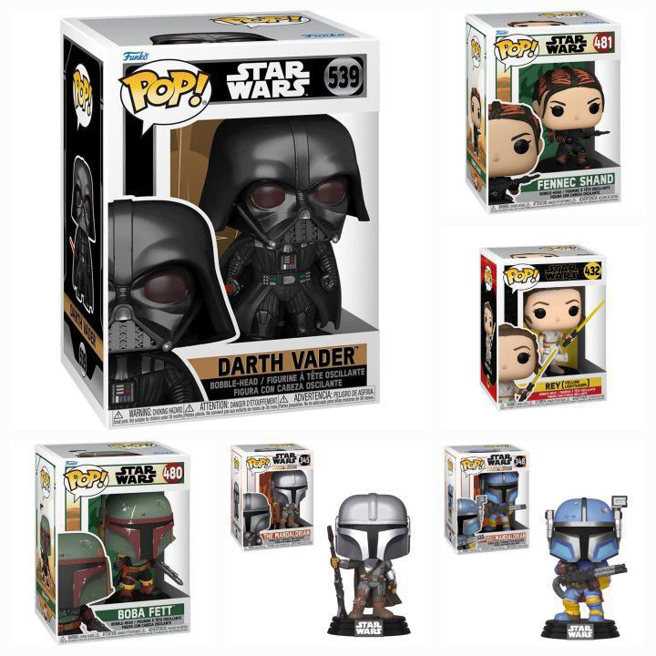 Funko Pop Lot of 6. New Star Wars #345, 348, 432, 480, 481, 539 NEW and Sealed
