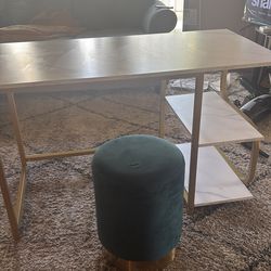 Desk faux marble with gold trim