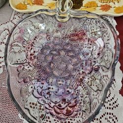 BEAUTIFUL  LARGE  NEW CRYSTAL GRAPES COLORED DISH