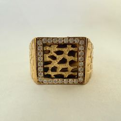 10K Gold & CZs Nugget Ring