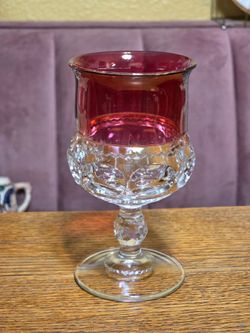 Vintage King's Crown Ruby Red Glass Goblet