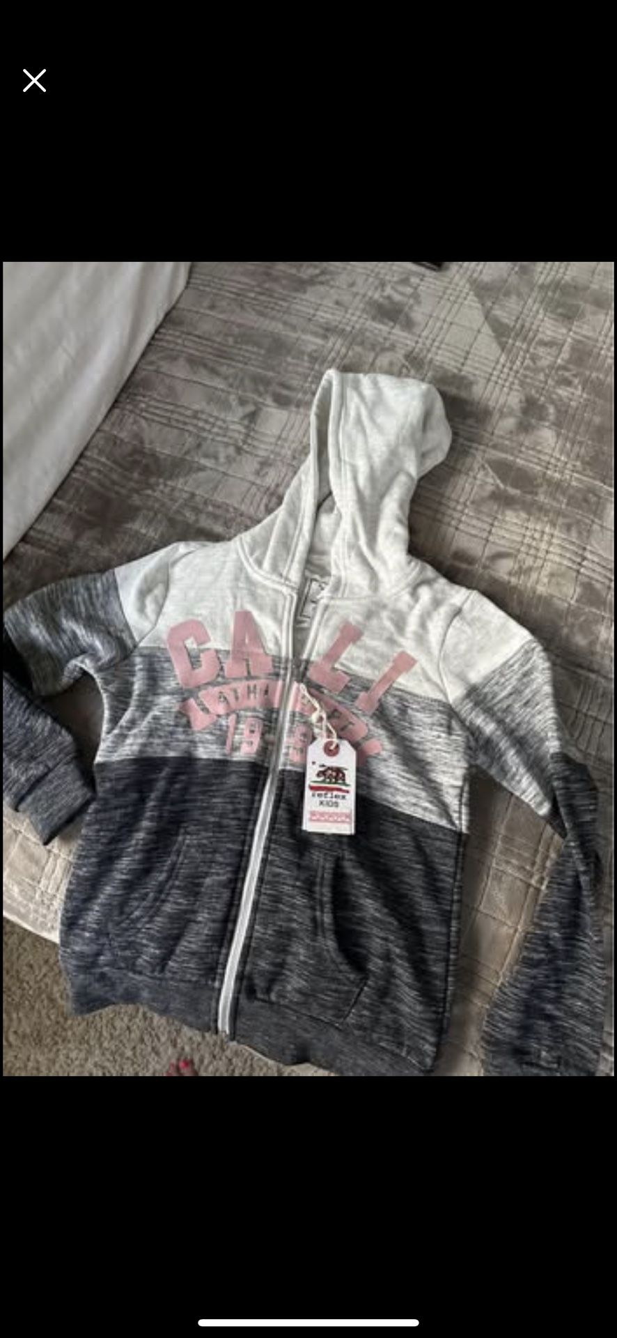 Cali Grey & Pink Hoodie Jacket- Size 14 (Kids)