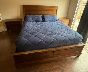 Solid wood king bed and bedroom set dresser nightstands