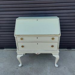 Vintage Solid Wood Queen Anne Style Drop Front Desk.