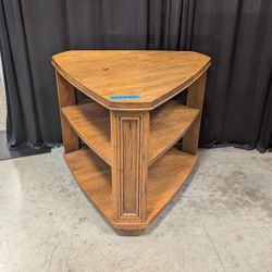 Brown Wood Three-Tiered Corner End Table