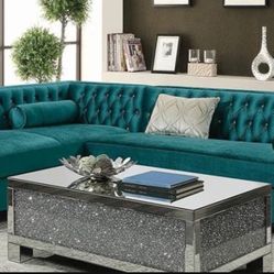 Brand New Teal Velvet Sectional