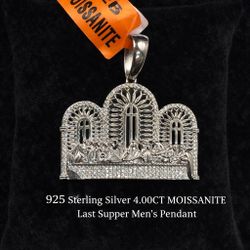925 Sterling Silver 4.00CT MOISSANITE Last supper Men’s pendant 
