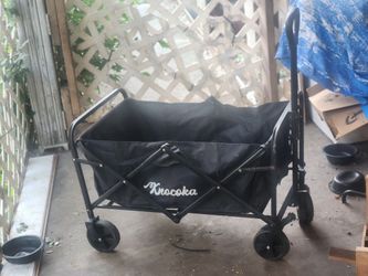 BLACK FOLD-UP KNOCOKA BRAND WAGON WITH ADJUSTABLE HANDLE & WHEEL LOCKS