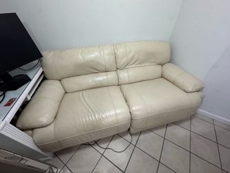 Beige leather couch (must go today 09/06/26