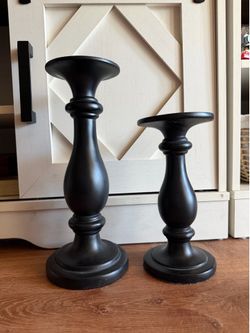 Black candle holders vintage heavy